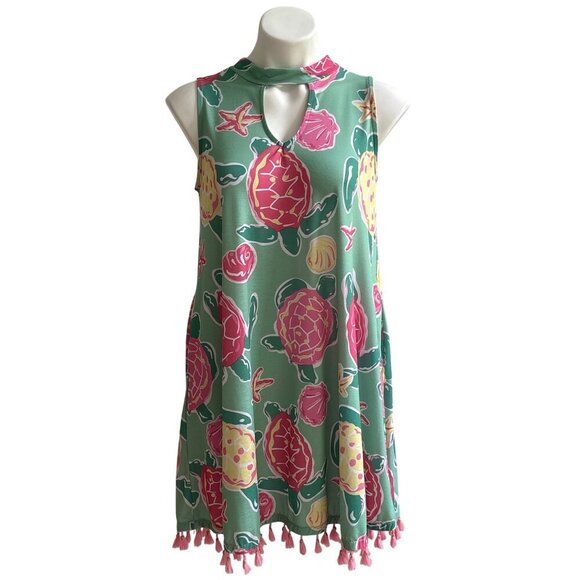 Simply Southern Swimsuit Cover Up Sea Turtles Starfish Topsail Dress Women's S - Picture 1 of 9